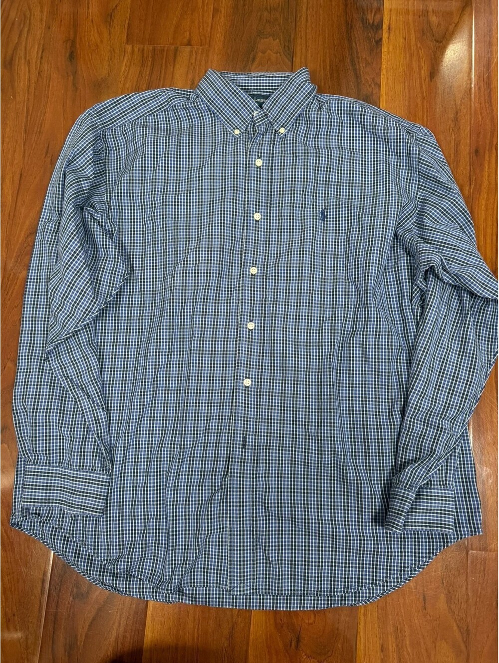 Ralph Lauren Men Size XL Blue Plaid Button Shirt Long Sleeve Cotton Pony Logo